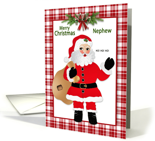 Christmas Nephew Santa Claus Bag of Toys Red Plaid card (1747154)