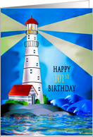 Birthday 101st Lighthouse Beacon for the Sea Water Light Beams card