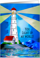 Birthday Husband Lighthouse Beacon for the Sea Water Light Beams card