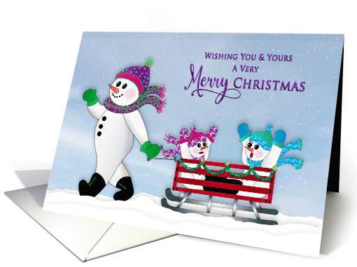 Christmas You and Yours Snowman Family Riding on Wagon... (1749392)