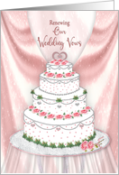 Renewing Wedding Vows Invitation Pink and White Elegant Cake card
