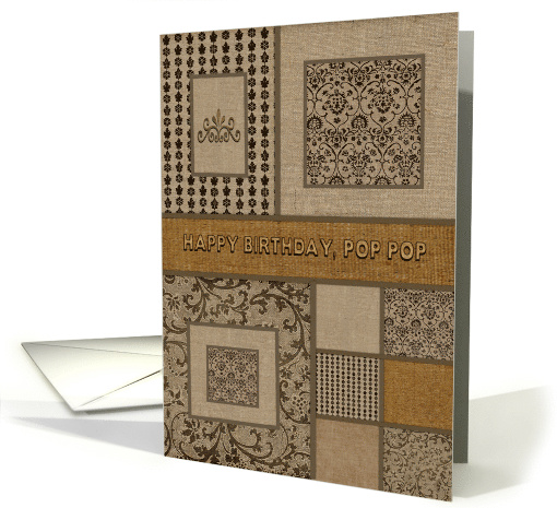 Birthday Pop Pop Shades of Brown Faux Textures and Patterns card