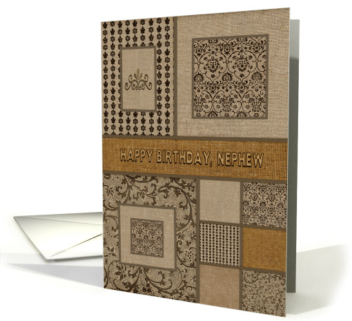 Birthday Nephew Shades of Brown Faux Textures and Patterns card