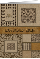 Birthday Nephew Shades of Brown Faux Textures and Patterns card