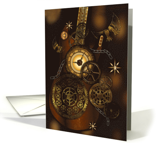 Birthday Steampunk Guitar with Gears Clock Chains card (1751148)