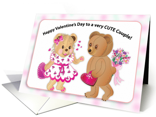 Valentines for Cute Couple Two Sweet Teddy Bears and Gift card