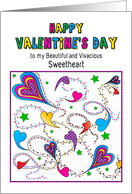 Valentines Day String of abstract Colorful Hearts for Sweetheart card