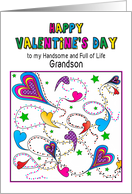 Valentines Day String of abstract Colorful Hearts for Grandson card