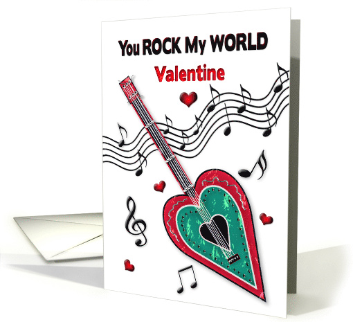 Valentines Day You Rock My World Heart Guitar and Music Notes card