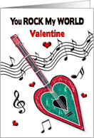 Valentines Day You Rock My World Heart Guitar and Music Notes card