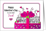 Valentine Friend Feminine Gifts Wrapped Fuchsia Zebra Prints card