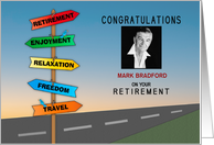 Retirement Congratulations Road Directional Signs Photo Name Insert card