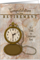 Congratulations Retirement Vintage Pocket Faux Gold Watch and Chain card