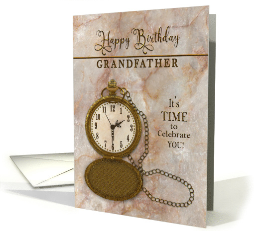 Birthday Grandfather Vintage Pocket Faux Gold Watch and Chain card