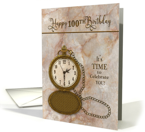 Birthday 100th Vintage Pocket Faux Gold Watch and Chain card (1757254)