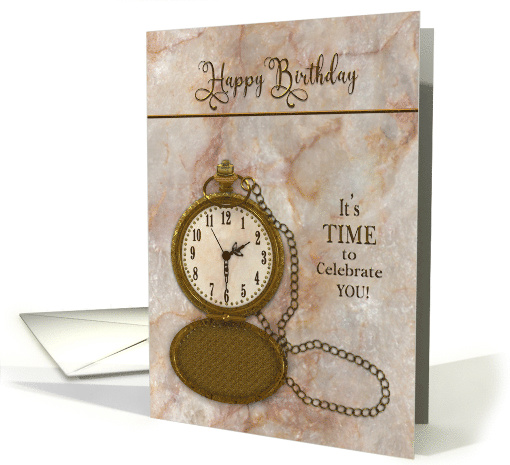 Birthday Vintage Pocket Faux Gold Watch and Chain card (1757266)