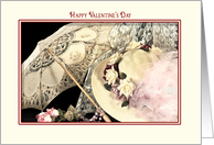 Valentine’s Day, Old Fashion, Lace, Victorian Hat and Roses card