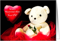 Valentine’s Day, Secret Pal, White Teddy Bear with Rose card