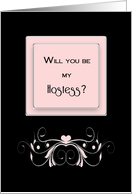 Bridal Party, Hostess, Black, Pink, Faux Silver Design card