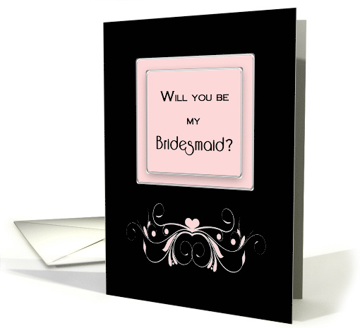 Bridal Party Invitation, Bridesmaid, Black, Silver, Pink Design card