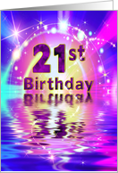 Birthday, 21st, Explosion of vivid colors and stars card