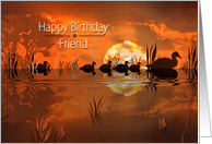 Birthday, Friend, Ducks Swimming at Sunset, Graphic card