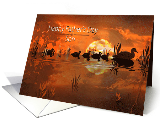 Father's Day, Son, Ducks Swimming as Sun sets. card (359783)