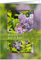 Bridal Party Invitation, Maid of Honor, Dreamy Lilacs card