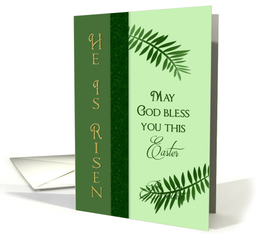 Easter, God Bless You, Green Palm Leaves card (395878)
