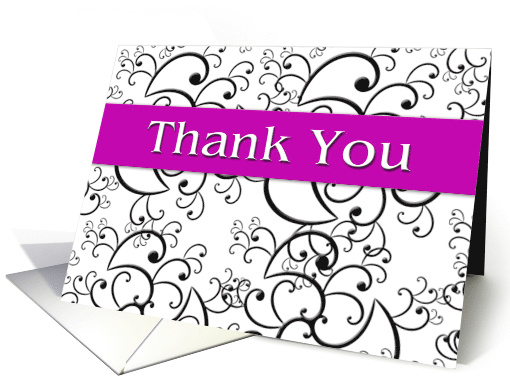 Thank You, Fancy Black Swirl designs, Blank for any Occassion card