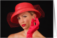 Lady in Red Hat card