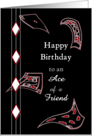 Birthday, Friend, Abstract Floating Playing Cards, Ace of a Friend card