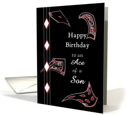 Birthday, Son, Abstract Floating Playing Cards, Ace of a Son card