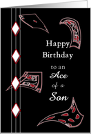 Birthday, Son, Abstract Floating Playing Cards, Ace of a Son card
