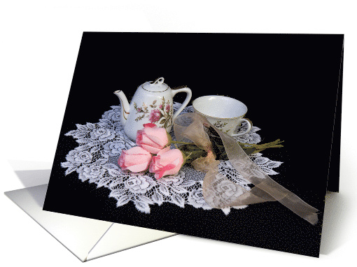 Old Fashion, Tea Time, Lace Doily, Blank card (461381)