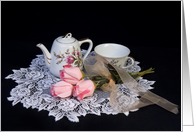 Old Fashion, Tea Time, Lace Doily, Blank Card