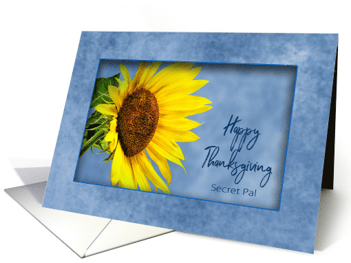 Happy Thanksgiving, Secret Pal, Bright and large yellow Sunflower card