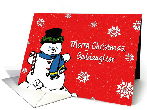 Christmas, Goddaughter, Snowman isolated on red... (515218)
