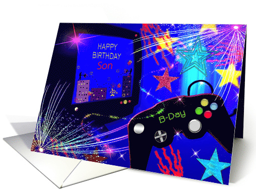 Birthday, Son, Video Game Controller, Computer, Colorful card (517090)