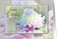 Birthday Secret Pal Large Elegant Peony in Pastels on Soft Texture card