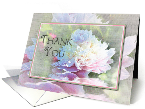 Thank You, Large Elegant Peony in Pastels with Faux Soft Texture card