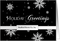 Holiday Greetings, Business, Snowflakes on Black, Name Insert card