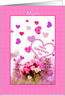 Valentine’s Day,Mother, Pink Plaid with Flowers and Hearts card
