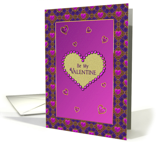 Be My Valentine, Purple and Gold Hearts card (545603)