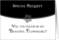 Bridal Party Invitation/Request Flowergirl - Black/White Envelope card