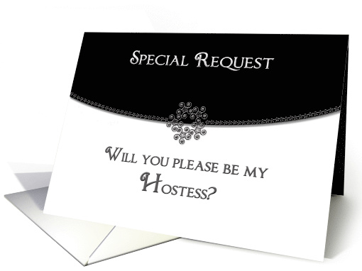 Bridal Party Invitation - Hostess - Black/White Envelope card (546025)