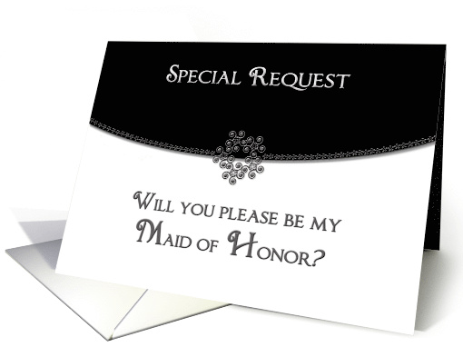 Bridal Party Invitation - Maid of Honor - Black/White Envelope card