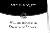 Bridal Party Invitation, Matron of Honor - Envelope -Black/white card