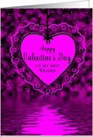 Valentine’s Day, Best Friend,Heart in Shades of Purple with Reflection card