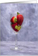 Strawberry Fruit Cocktail, Fresh Fruit in Wine Glass, Healthy Concept card